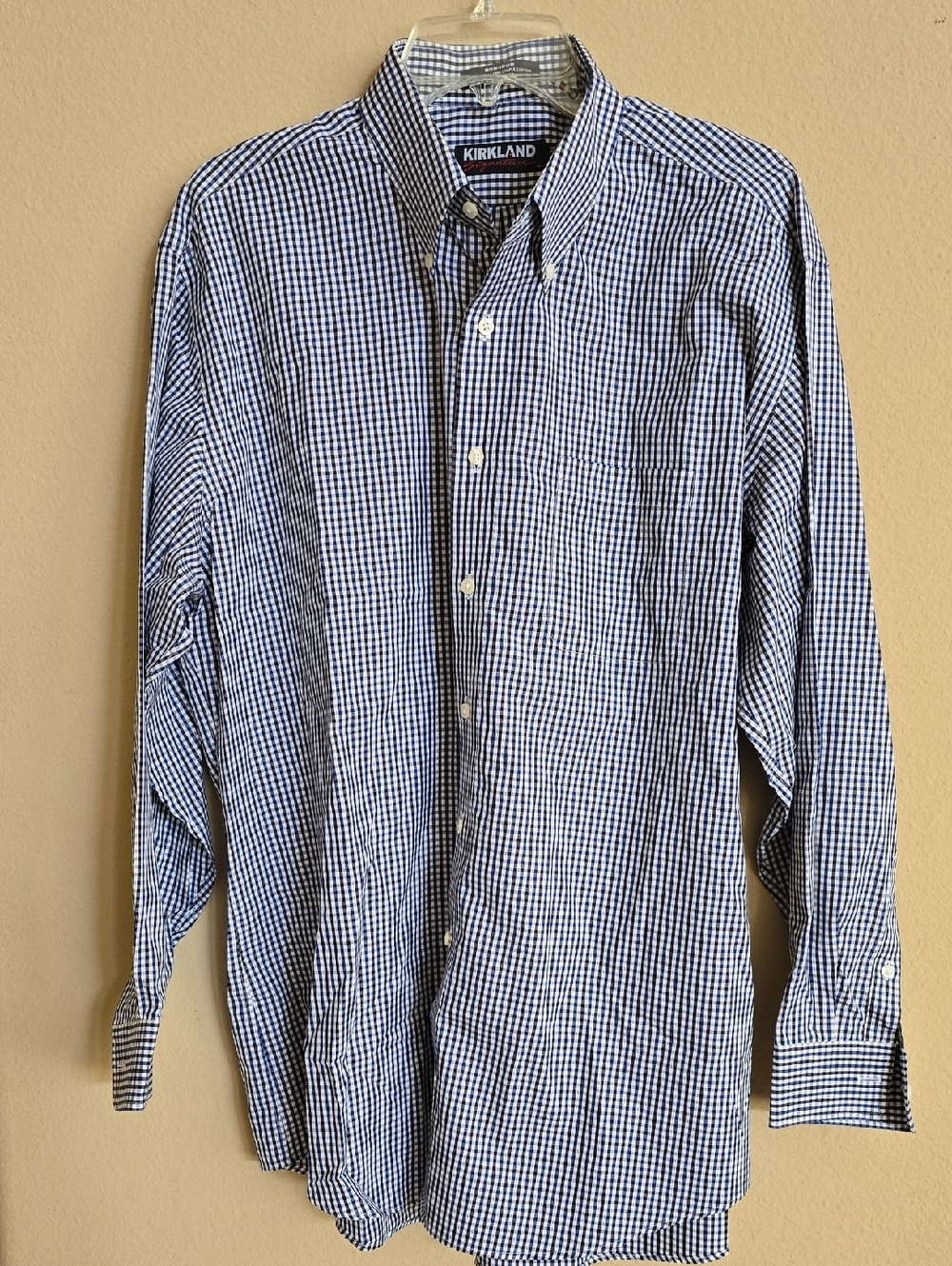 Kirkland Signature Blue and White Classic Check Button-Down Shirt - Non Iron